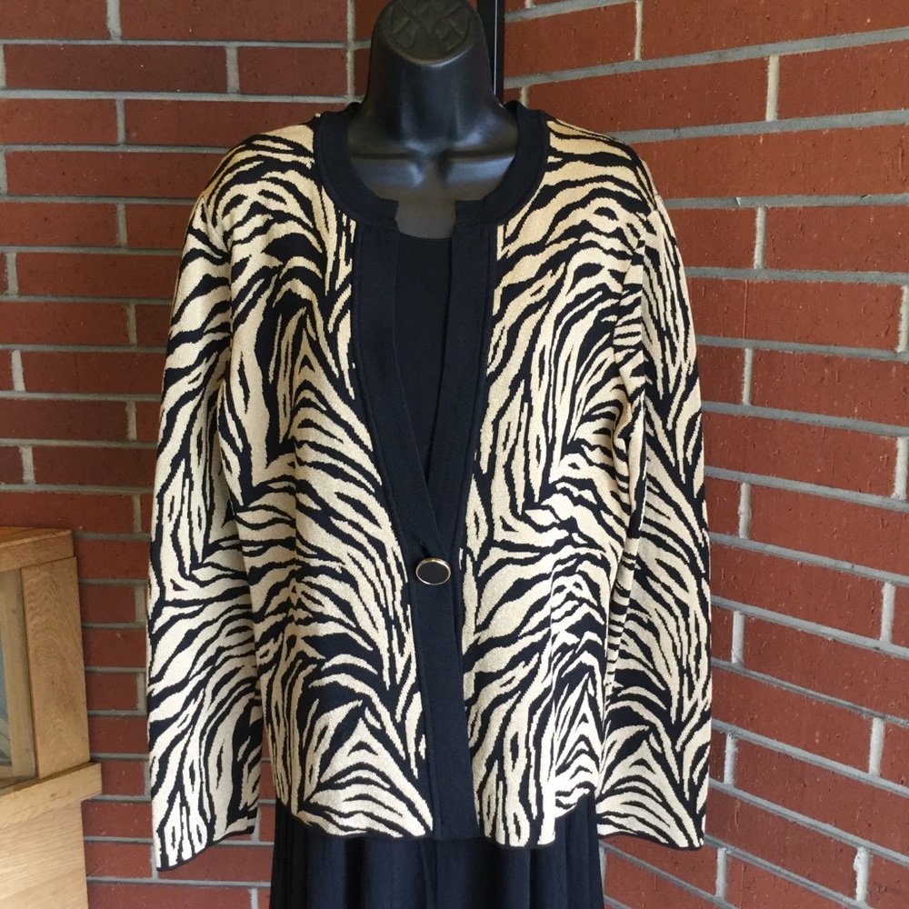 Jones New York Signature Black/Gold Cardigan XL